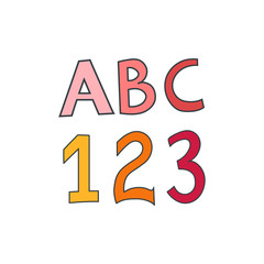 vector letters ABC and numbers 123