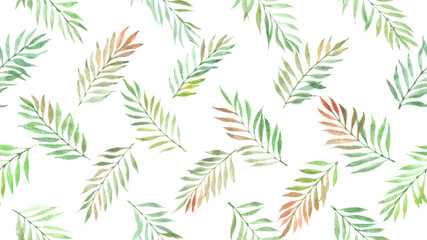 watercolor willow leaves seamless pattern