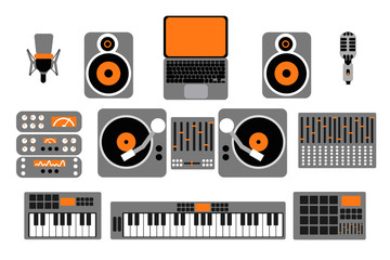 Set of DJ music equipment