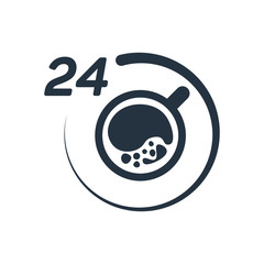 24 hours coffee isolated icon on white background, 400 coffee set, logo and sign
