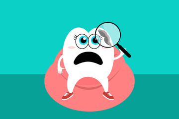 Scared tooth with cavity