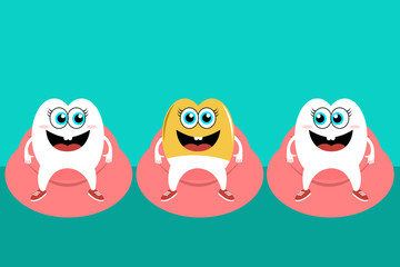 Cheerful teeth on vector illustration