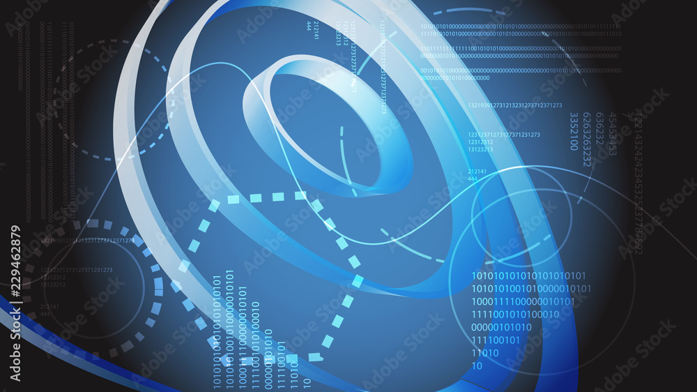 Poster blue abstract modern energy technology digital elements of the hud display from the future circular 