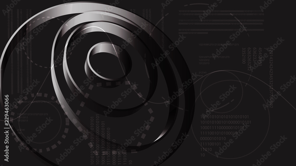 Poster black and white abstract modern energy technology digital elements of the hud display from the futur