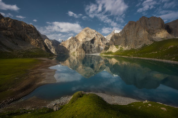 Beautiful Chinese natural landscape, stunning landscape in China's Xinjiang region, mountains and lakes.