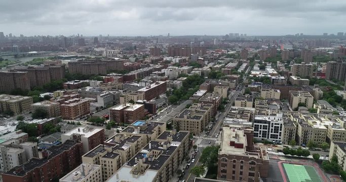 Aerial Of Traffic And Cityscape In Mott Haven, Bronx, New York