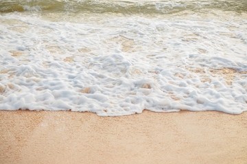 Bubble on beach soft waves on the sand beach, for background