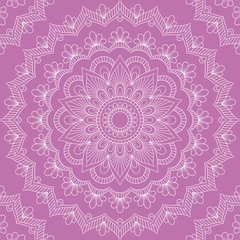 Seamless pattern with mandala ornament. Hand drawn illustration