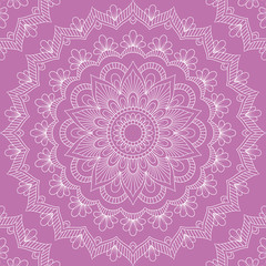 Seamless pattern with mandala ornament. Hand drawn illustration