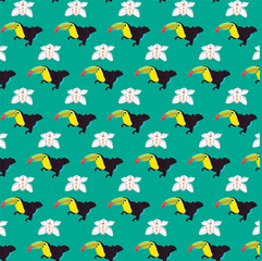 tucan and orquid pattern