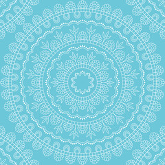 Seamless pattern with mandala ornament. Hand drawn illustration