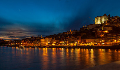 night view of porto portugal