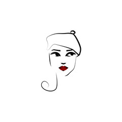 Beret hat, girl icon. Element of beautiful girl in a hat icon for mobile concept and web apps. Thin lin Beret hat, girl icon can be used for web and mobile