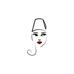fez hat, girl icon. Element of beautiful girl in a hat icon for mobile concept and web apps. Thin lin fez hat, girl icon can be used for web and mobile