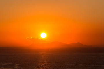 Scenic sundown in Santorini, Greece