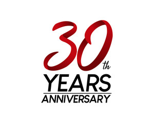 30 anniversary logo vector red ribbon