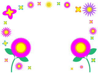 カラフルポップなお花のフレーム