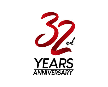 32 anniversary logo vector red ribbon