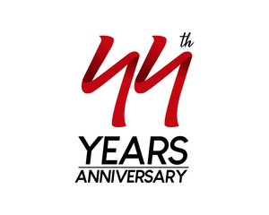 44 anniversary logo vector red ribbon
