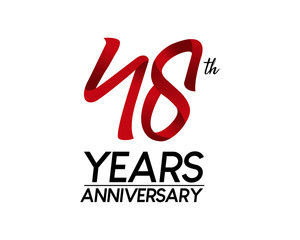 48 anniversary logo vector red ribbon