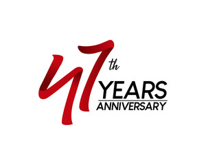 47 anniversary logo vector red ribbon - obrazy, fototapety, plakaty