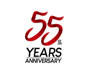 55 anniversary logo vector red ribbon