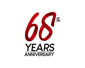 68 anniversary logo vector red ribbon