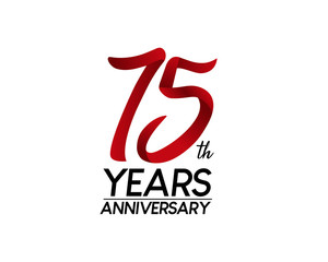 75 anniversary logo vector red ribbon