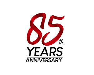 85 anniversary logo vector red ribbon