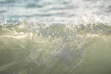 Abstract Close Up Of Splash Of Seawater With Sea Foam