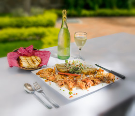 Camarones al grill Almuerzo de Camarones