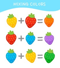 Mixing colors. Educational card for children.