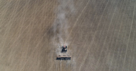 Tractor in dirt dust