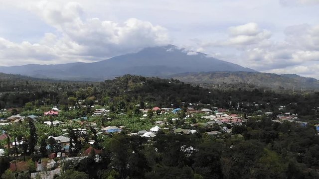 Incredible Aerial Shot Flying Towards Mount Meru Over Arusha Town Tanzania