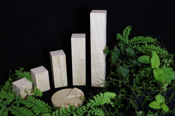 木の棒グラフと円グラフ模型 wood bar graph and pie chart model 2