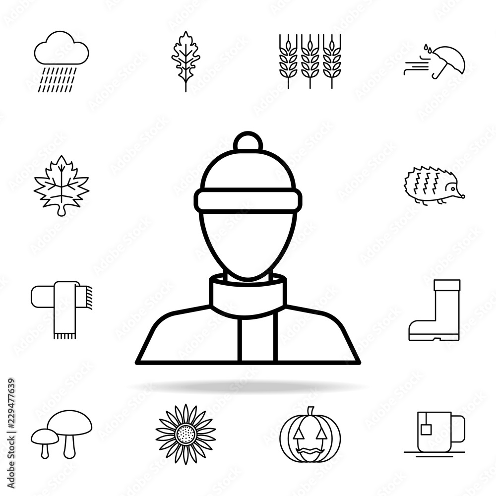 Poster man in autumn icon. autumn icons universal set for web and mobile