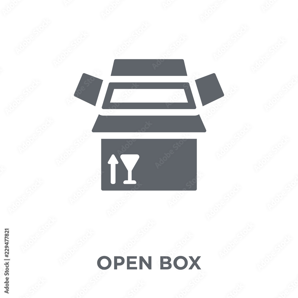 Poster open box icon from delivery and logistic collection.