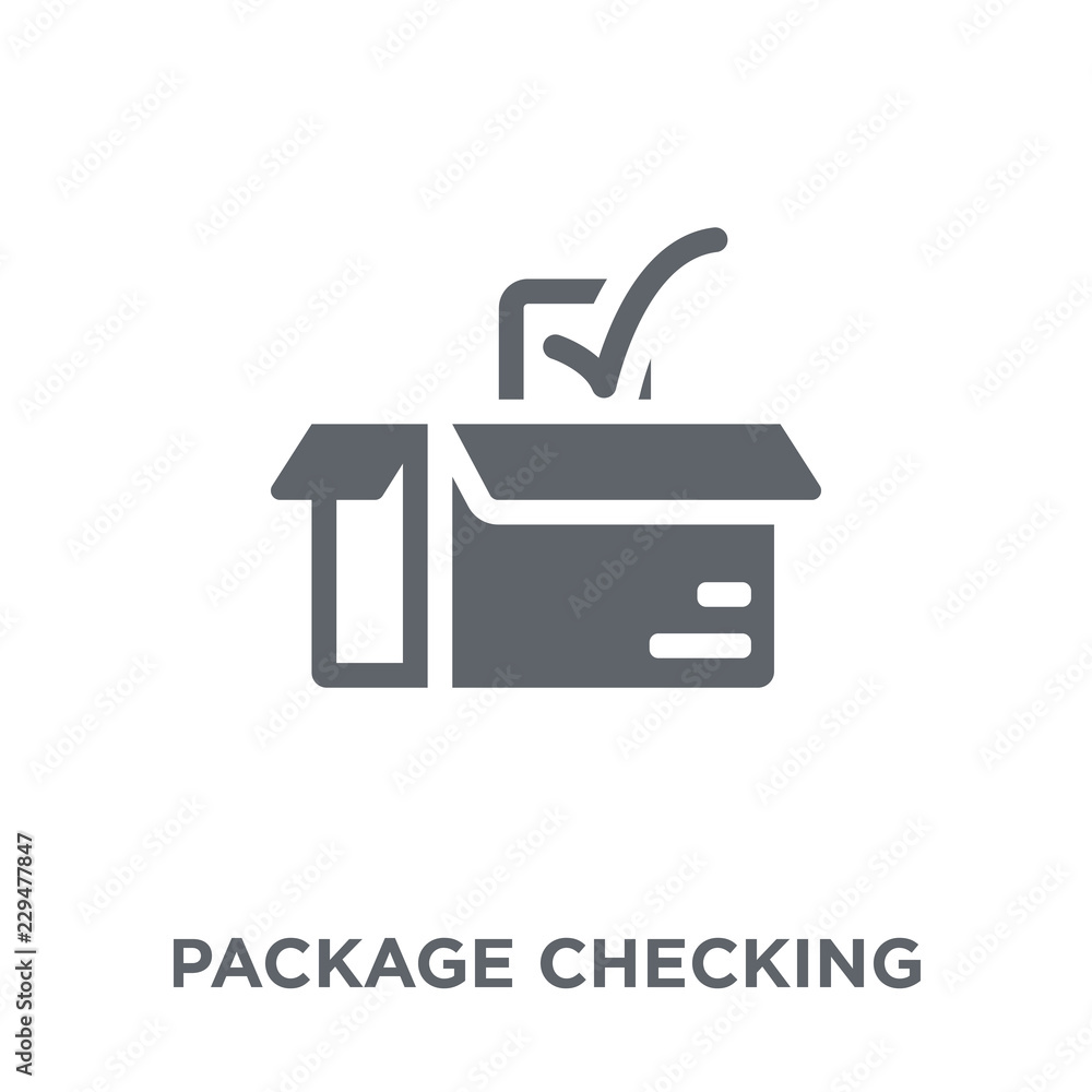 Poster package checking icon from delivery and logistic collection.