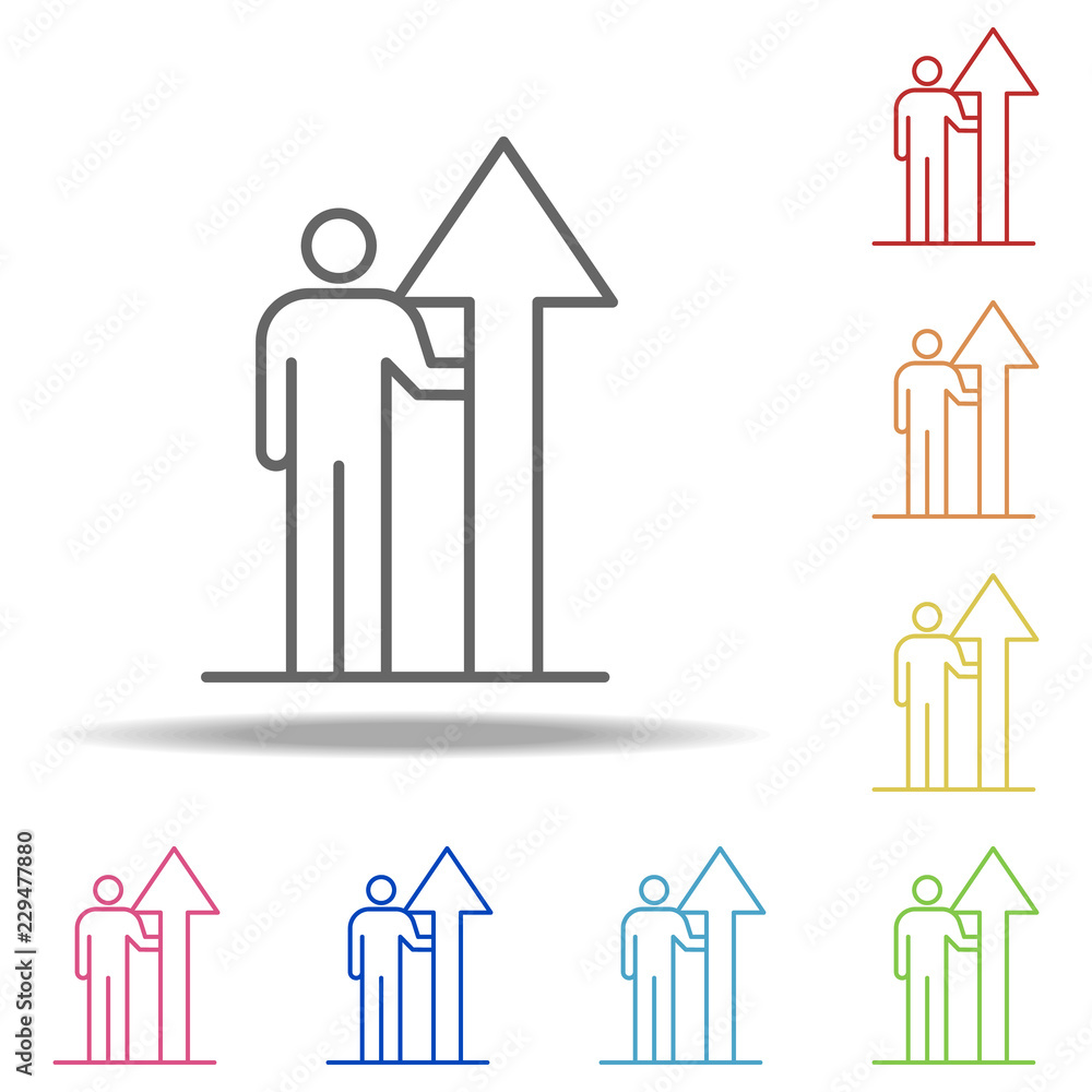 Poster arrow up icon. elements of conceptual figures in multi color style icons. simple icon for websites, 