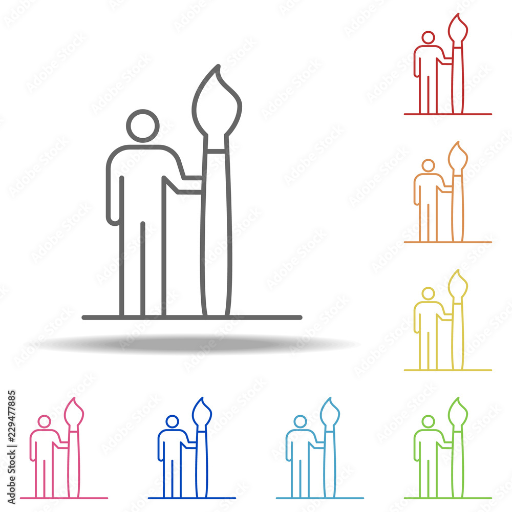 Poster artist icon. elements of conceptual figures in multi color style icons. simple icon for websites, we