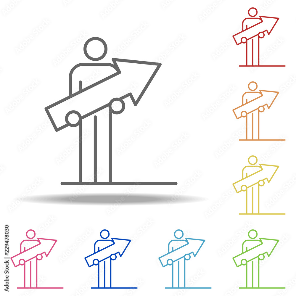 Poster arrow right-up icon. elements of conceptual figures in multi color style icons. simple icon for webs
