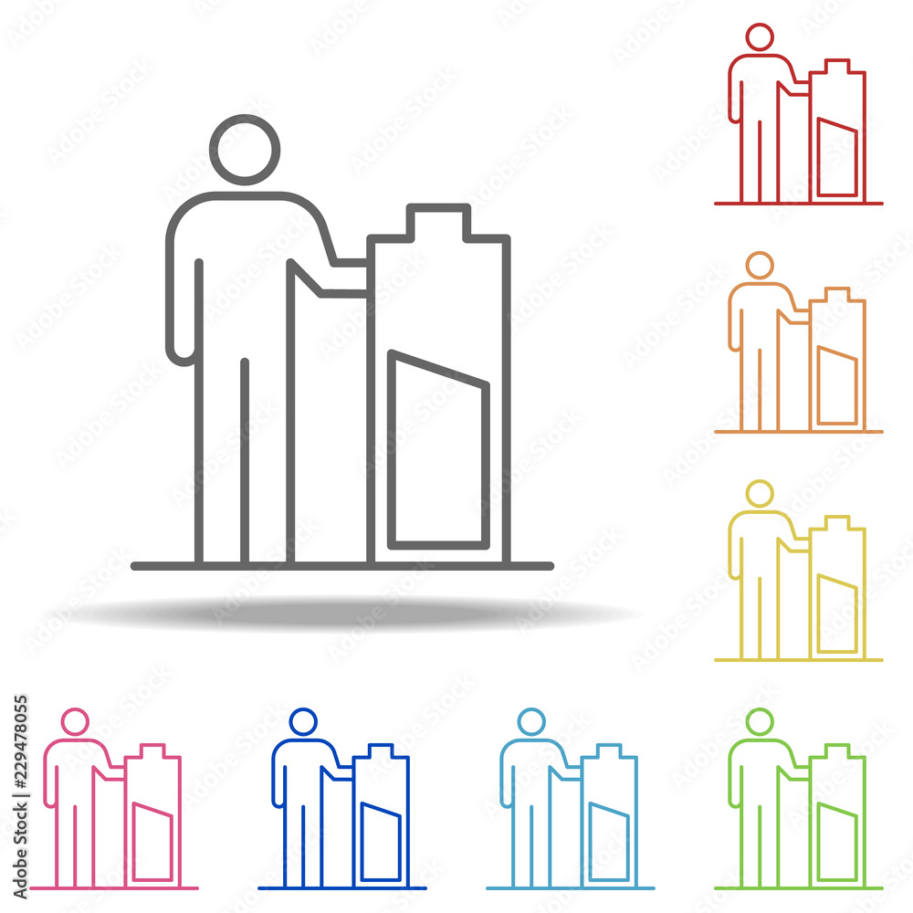 Poster human power icon. elements of conceptual figures in multi color style icons. simple icon for website