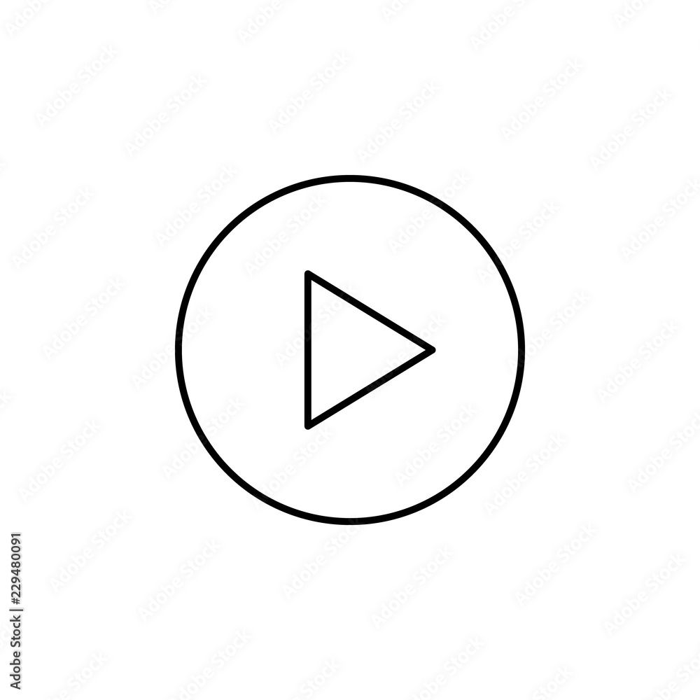 Poster play circular button icon. element of simple web icon. thin line icon for website design and develop