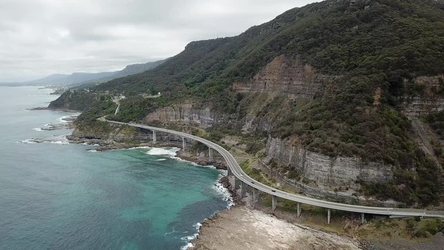 Sydney Wollongong sea cliff bridge drone footage