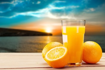Orange juice and slices of orange on © BillionPhotos.com