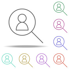 search for employee icon. Elements of business in multi color style icons. Simple icon for websites, web design, mobile app, info graphics