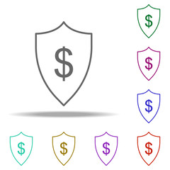 protection of the dollar icon. Elements of business in multi color style icons. Simple icon for websites, web design, mobile app, info graphics
