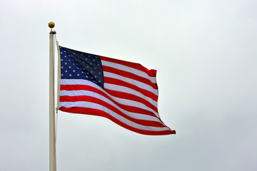 American Flag waving on pole