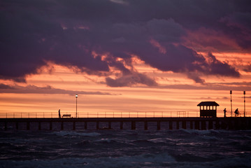 Sunset, beach hut