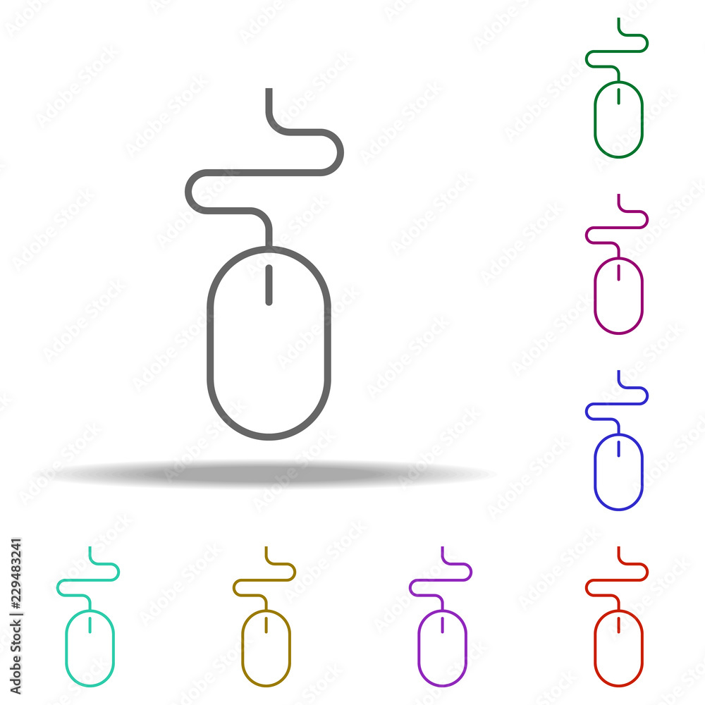 Poster pc mouse icon. elements of business in multi color style icons. simple icon for websites, web design